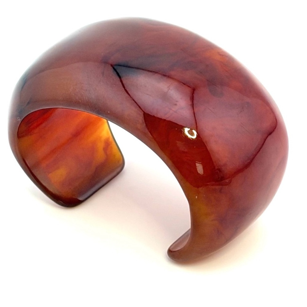 Vintage 1940’s Bakelite Orange Swirl Tortoise Cuff